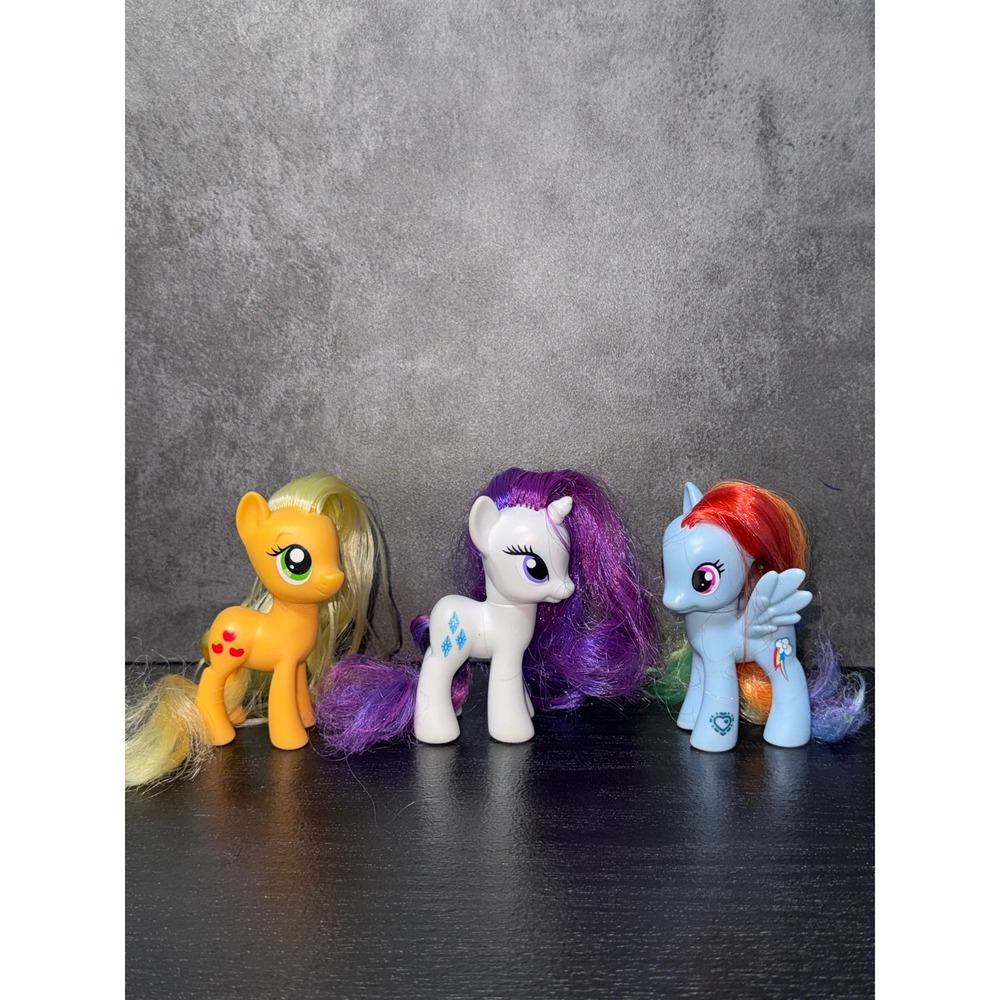 My Little Pony Friendship is Magic Lot of 3 Applejack Rarity Rainbow Dash 3 Inch